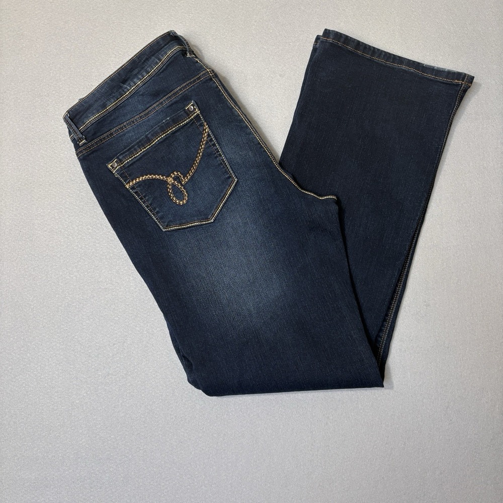 L.E.I. Jeans Women Sophia Bootcut Dark Rinse Embroidered Pockets‎ Juniors 15 Y2K
